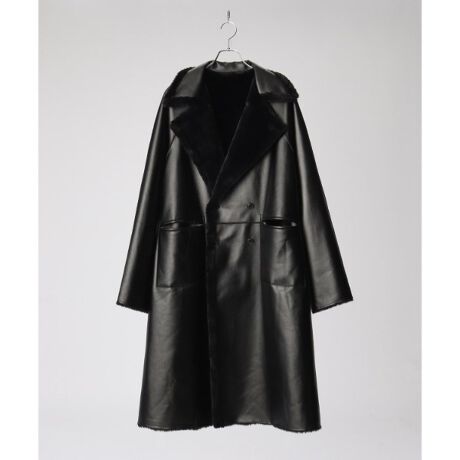 シンセティックレザー×フェイクファー リバーシブルコート  