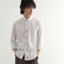 七分袖ドビー織シャツ