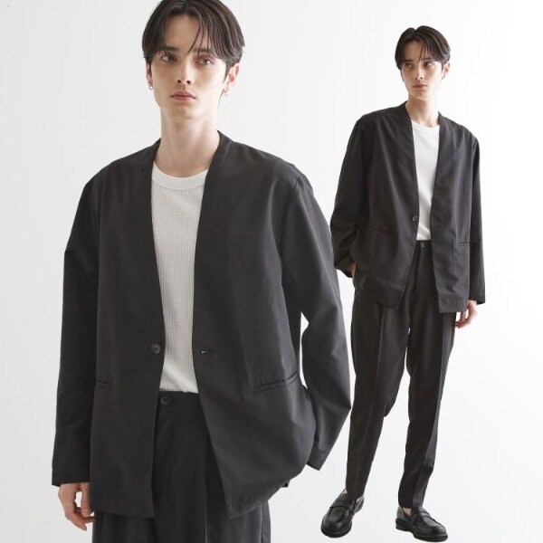 【セットアップ対応】ノーカラーダブルデザイン WEB限定 マシンウォッシャブル】機能性エアリードライノーカラー