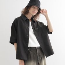 衿配色ワーカーシャツアウター