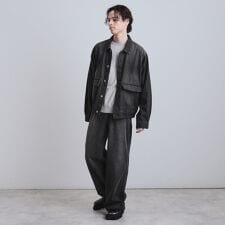 【上下2点セット】デニムブルゾン＋ワイドデニムパンツ