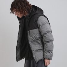 ポリストレッチ中綿フードブルゾン