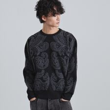 【洗える】ペイズリーニットプルオーバー