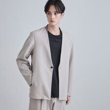 【セットアップ対応】360度ストレッチノーカラージャケット