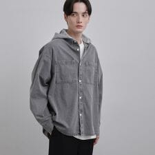【2WAY】フード付デニムシャツ