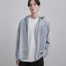 【2WAY】フード付デニムシャツ
