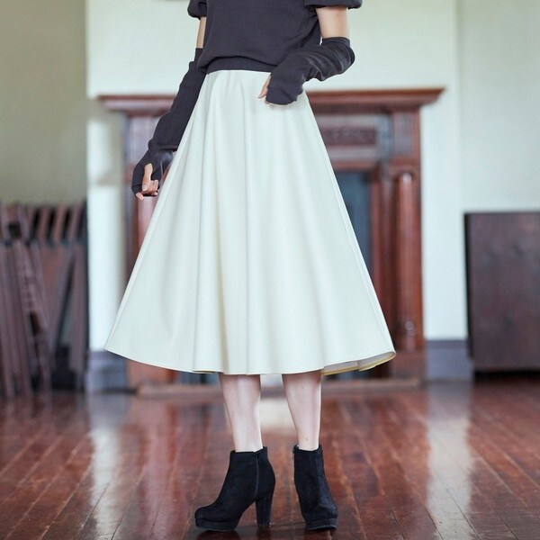大きいサイズ】フェイクレザーロングサーキュラースカート