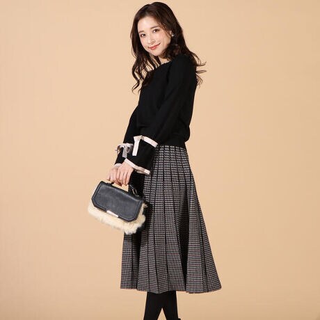 大きいサイズ】チェックジャガードニットセットアップ | クイーンズ  