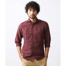 ミッシェルクランオム(MICHEL KLEIN HOMME)の《日本製》ボタニカル柄七分袖シャツ