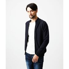 グラデーションスタンドカラーニットブルゾン