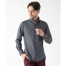 ミッシェルクランオム(MICHEL KLEIN HOMME)の《日本製》ストライプ柄ジャージ長袖シャツ