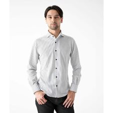 ミッシェルクランオム(MICHEL KLEIN HOMME)の《日本製》ストライプ柄ジャージ長袖シャツ