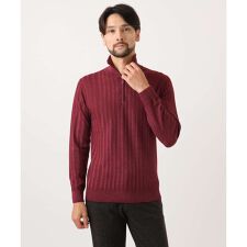 ミッシェルクランオム(MICHEL KLEIN HOMME)のガーメントダイリブ　 ハーフジップニット