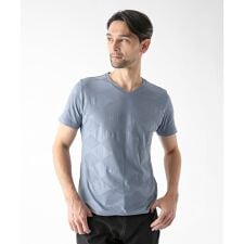 アーガイル柄Vネック半袖カットソー