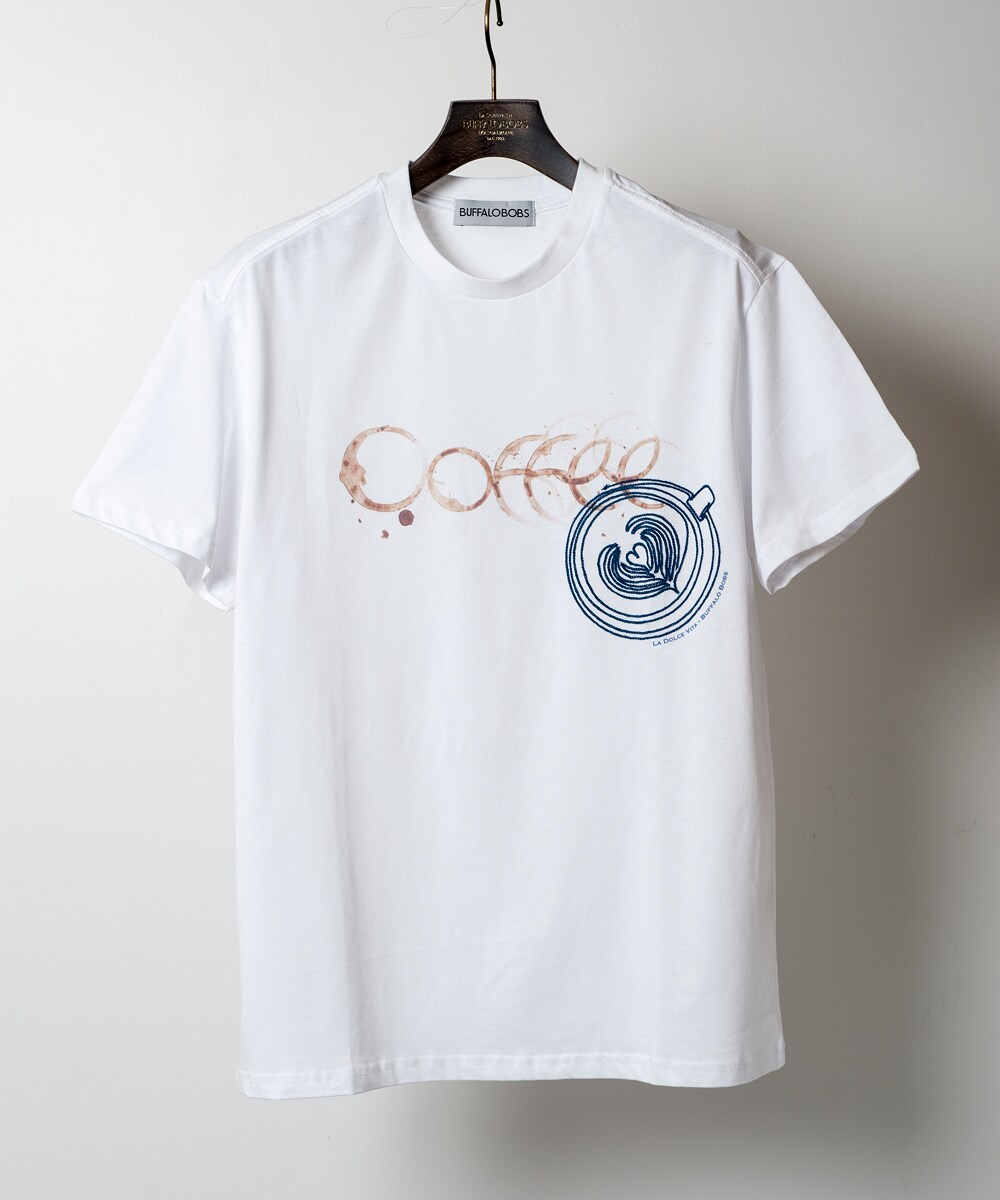 LATTE(ラテ)コーマ糸コットンクルーネックプリントTシャツ