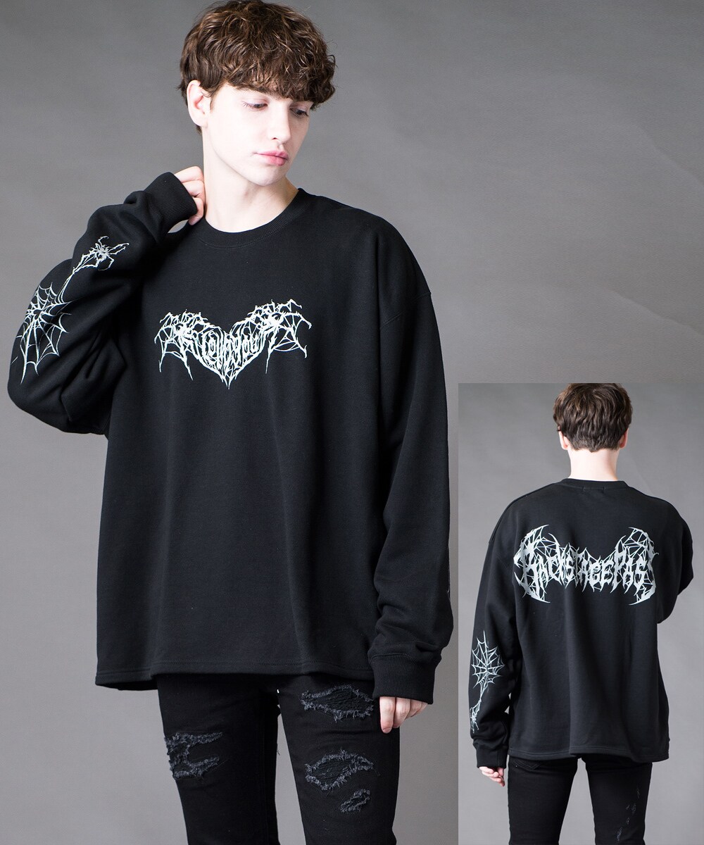 バックステージパス（backstagepass）/HEART SPIDER(ハート スパイダー) クルーネック ビッグシルエット トレーナー/スウェッ HEART SPIDER(ハート スパイダー) クルーネック ビッグシルエット