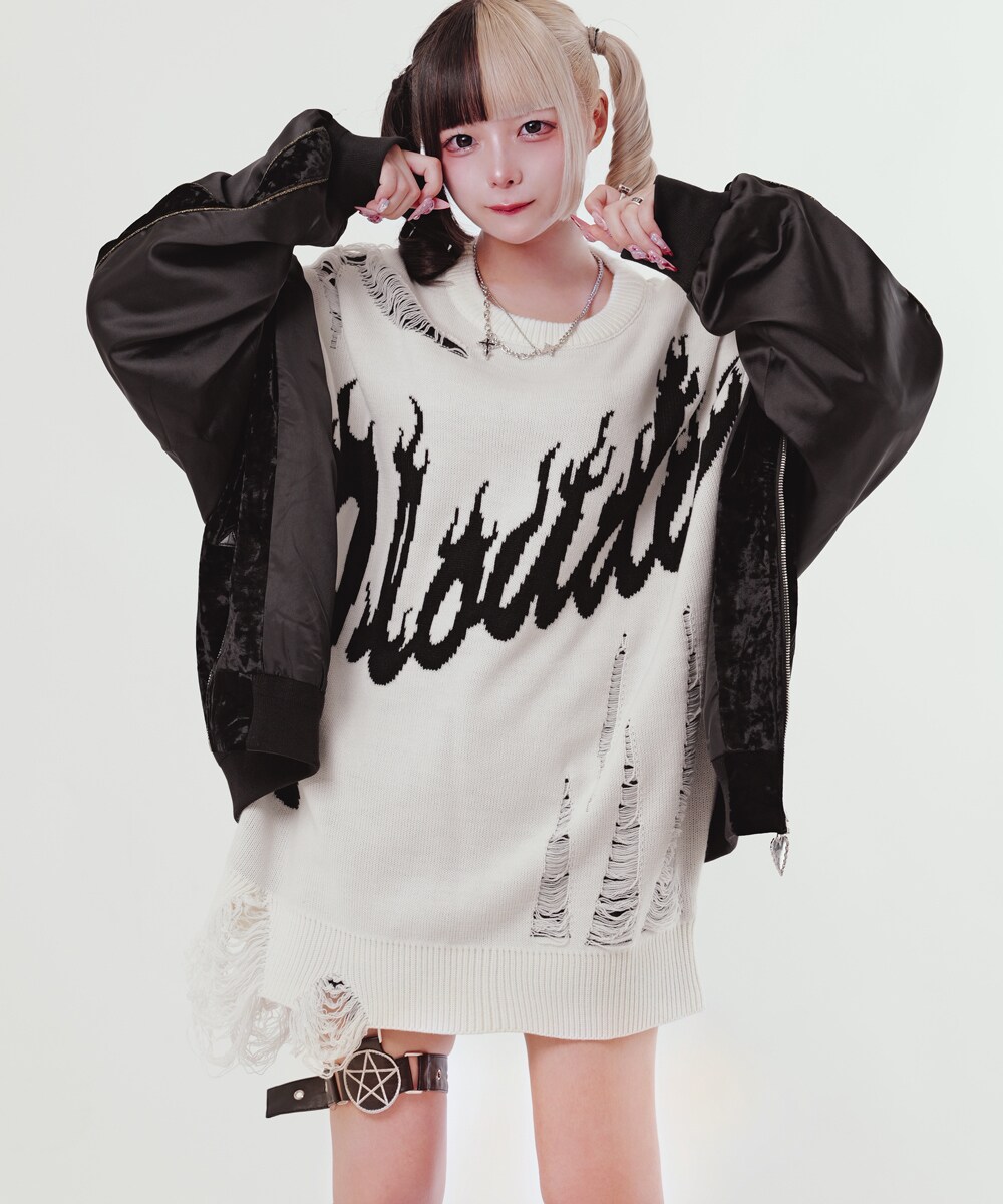 バックステージパス 日和 HANNYA(はんにゃ)般若 和柄刺繍 オーバーサイズ スカジャン | バック