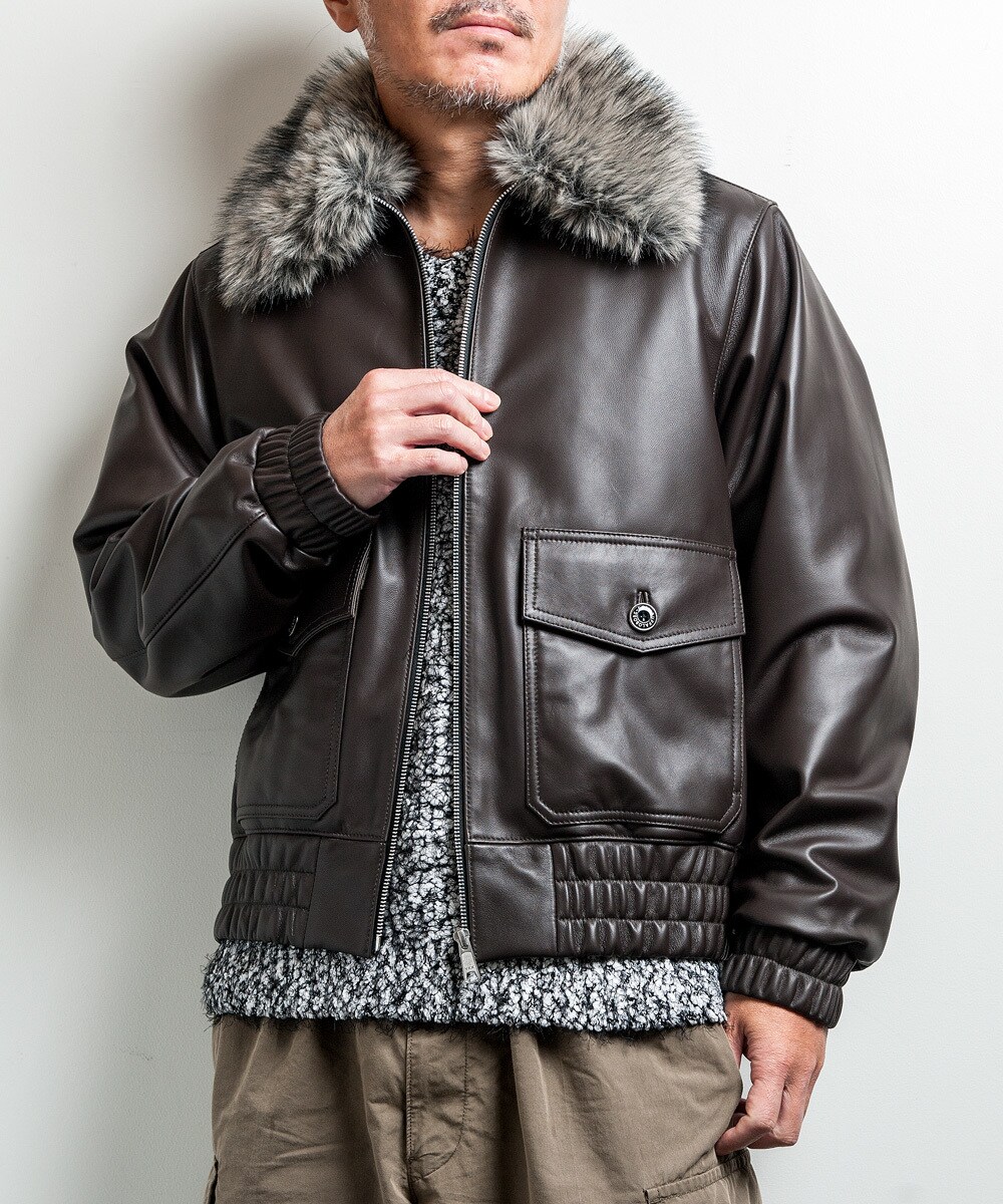 Liugoo Leathers 本革 G-1フライトジャケット メンズ MIL06A