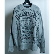 BONZO-LIGHT(ボンゾｰライト)ロゴジャガード オーバーサイズ ダメージニット