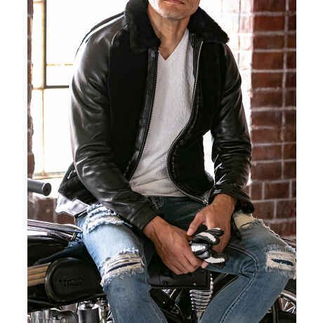 GRIZZLY(グリズリー)ホースレザー ムートン シングル ライダース  