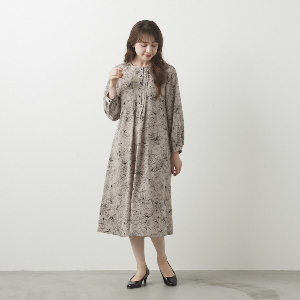 線描き合繊ワンピース サイズ LL/3L/5L | ラ・クープ(LACOUPE