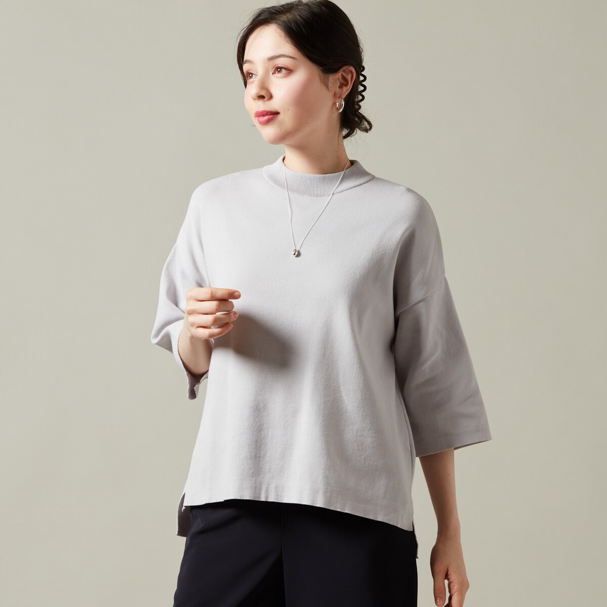 ラ・クープ（LACOUPE）/[ 洗える ]日本製5分袖ボトルネックニットプルオーバー 洗える ]日本製5分袖ボトルネックニットプルオーバー | ラ・クープ