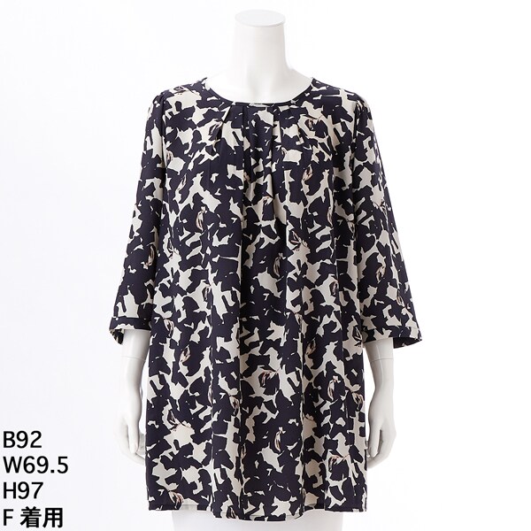 洗える ]【さらっとした質感】シャドウリーフ柄タックチュニック | ラ