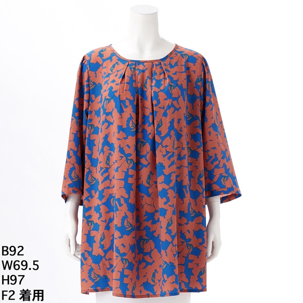 洗える ]【さらっとした質感】シャドウリーフ柄タックチュニック | ラ