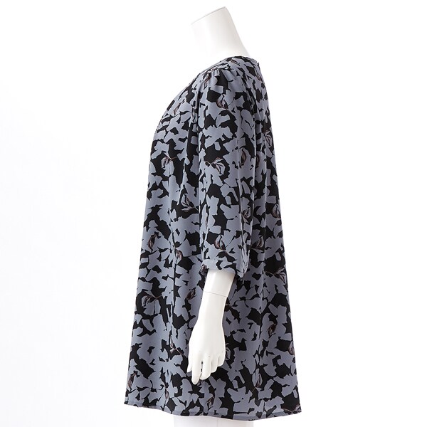 洗える ]【さらっとした質感】シャドウリーフ柄タックチュニック | ラ