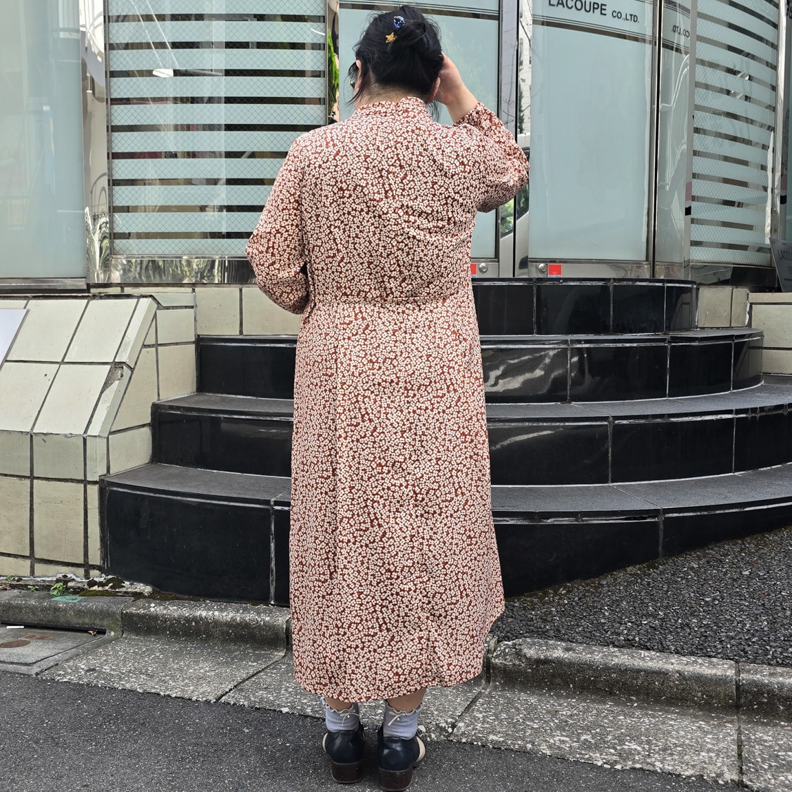 洗える」かすりブロック柄ワンピース（前空き） | ラ・クープ(LACOUPE