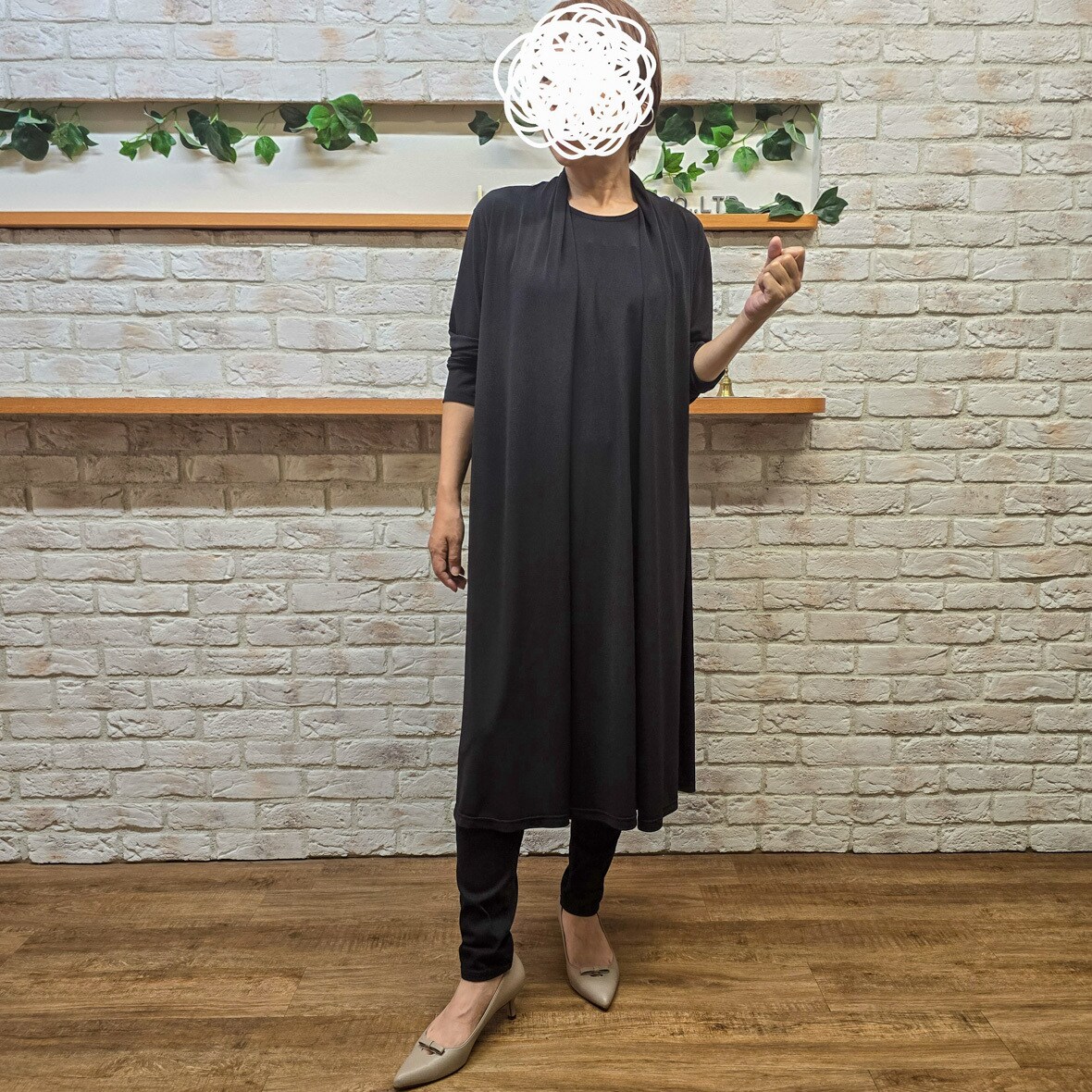 ラ・クープ（LACOUPE）/長袖タックドレープワンピース　冠婚葬祭　礼服対応 長袖タックドレープワンピース 冠婚葬祭 礼服対応 | ラ・クープ