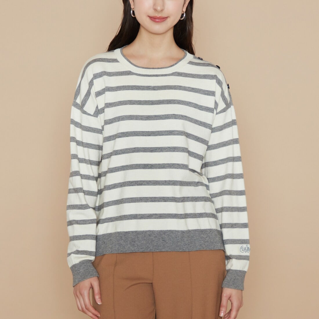 ラ・クープ（LACOUPE）/ボーダー柄刺繍入りニットプルオーバー ボーダー柄刺繍入りニットプルオーバー | ラ・クープ(LACOUPE