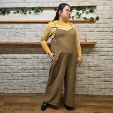 【洗える】大人カジュアルサロペット　肩紐アジャスター付