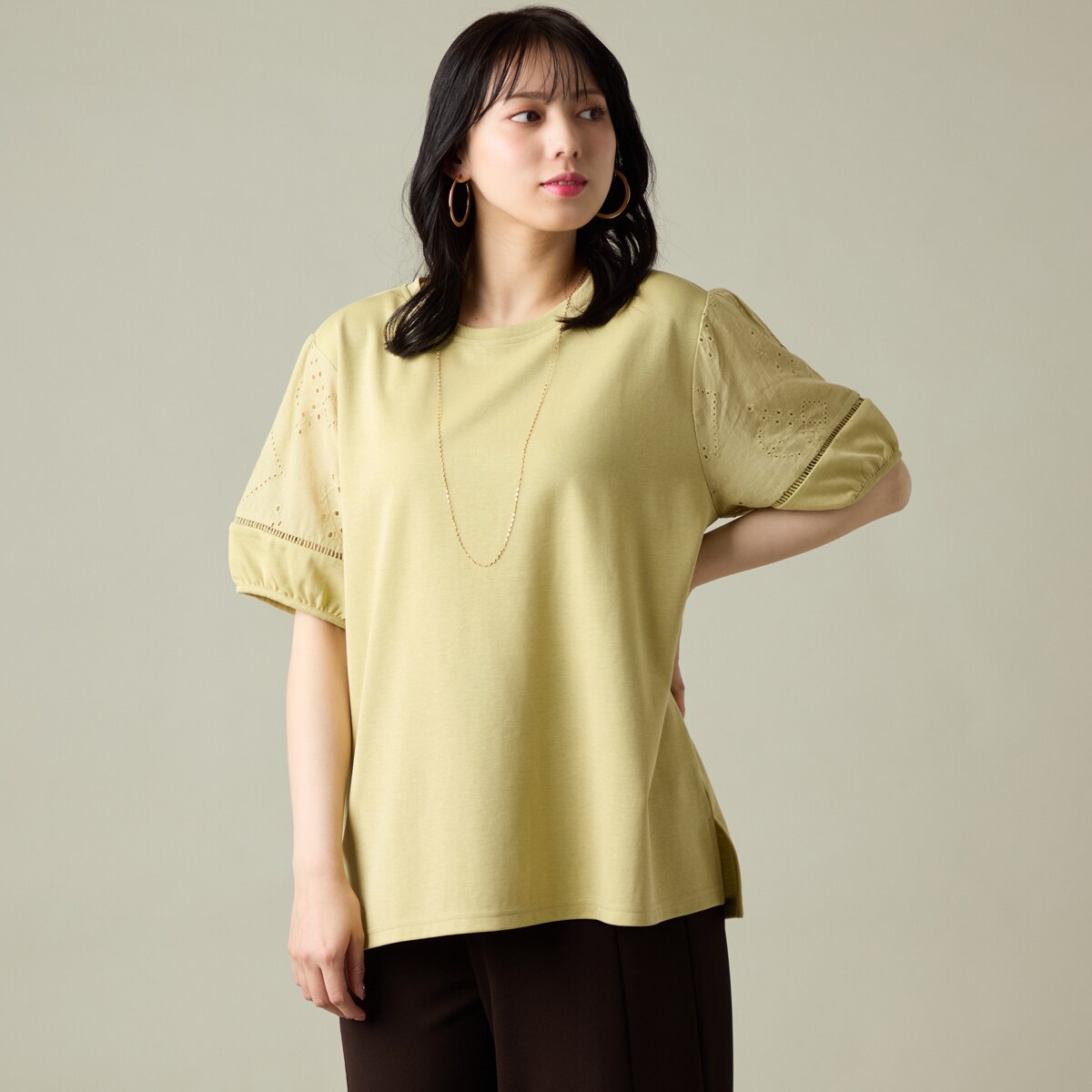 ラ・クープ（LACOUPE）/【洗える】袖レースゆったりカットブラウス 洗える】袖レースゆったりカットブラウス | ラ・クープ(LACOUPE