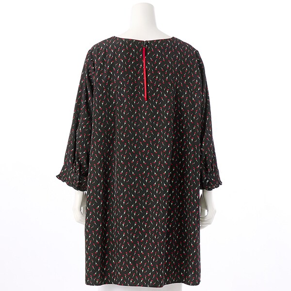 洗える】小花プリント柄袖口フリルデザインチュニック | ラ・クープ