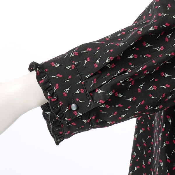 洗える】小花プリント柄袖口フリルデザインチュニック | ラ・クープ