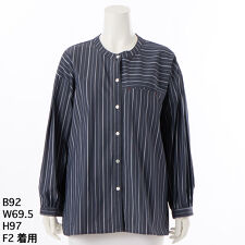 【洗える】ストライプシャツブラウス