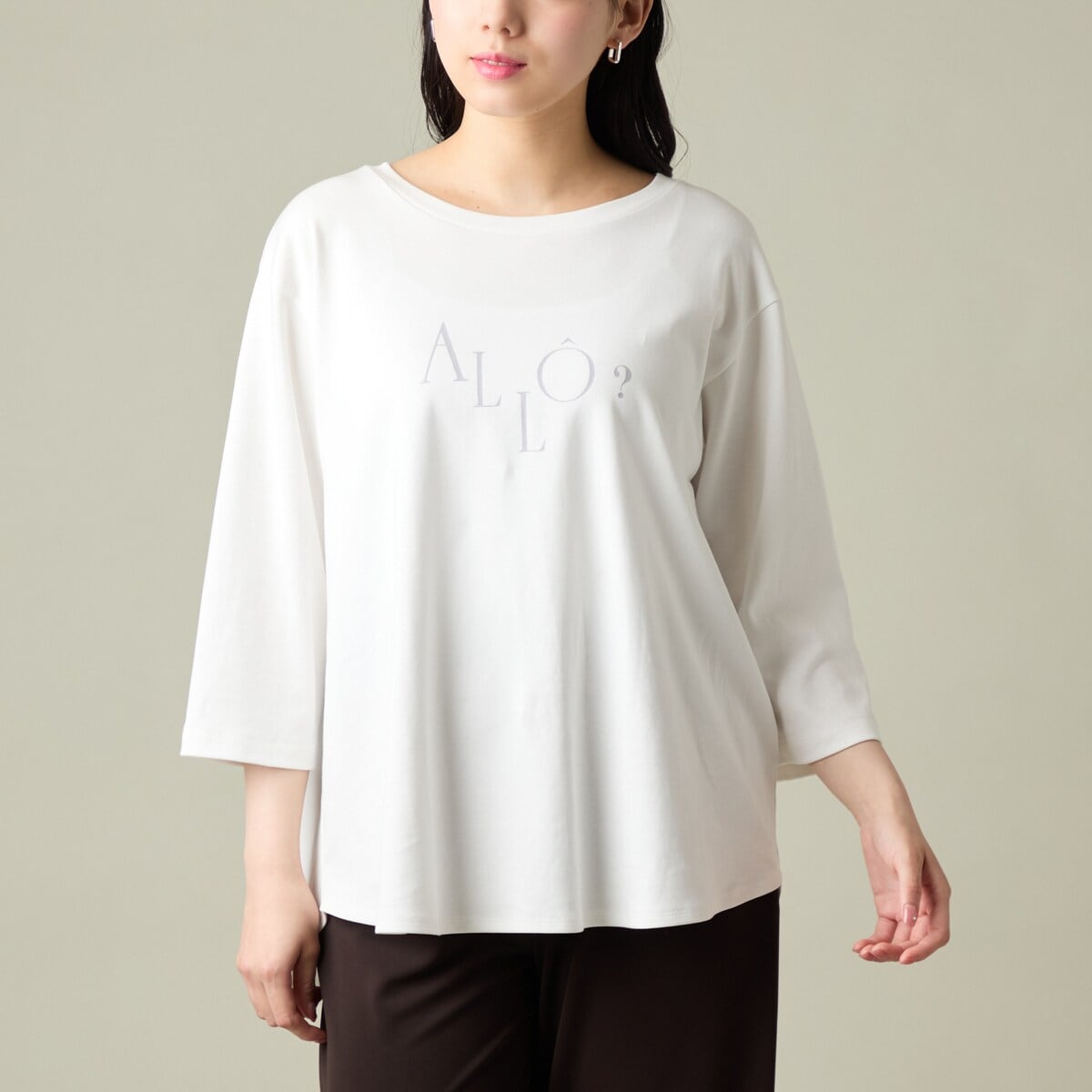 【洗える】"ALLO”ロゴ入り7分袖Tシャツ