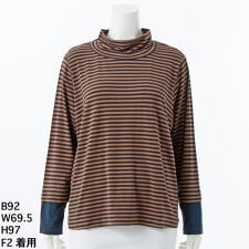 【保温】ラグウォーム袖切替ボーダーハイネック