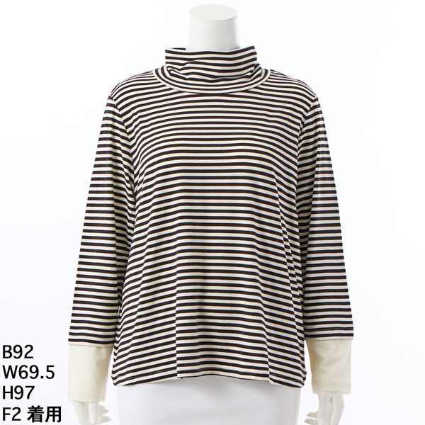 ラ・クープ（LACOUPE）/【保温】ラグウォーム袖切替ボーダーハイネック 保温】ラグウォーム袖切替ボーダーハイネック | ラ・クープ(LACOUPE