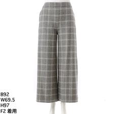 ラメチェック柄ワイドパンツ