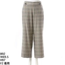 チェック柄微起毛ワイドパンツ