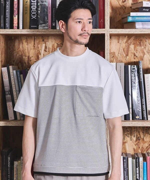 未使用　Mキャミ　Tシャツ　天竺 ボーダー天竺×ストレッチカルゼTシャツ | ユニオンステーション