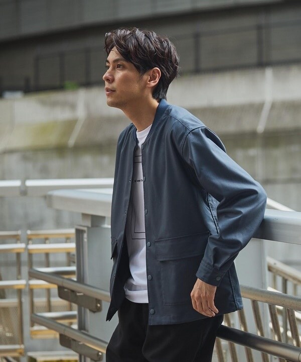 un/unbient シャツブルゾン　別注 セットアップ着用可能】ポリエステルギャバジンシャツブルゾン