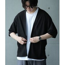 *WEB限定 シアー ジャガード 5分袖 ボタンレスカーディガン