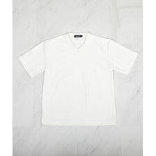 ストライプウェーブジャガード VネックTシャツ