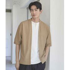 ユニオンステーション(UNION STATION)のシアージャガード5分袖ボタンレスカーディガン