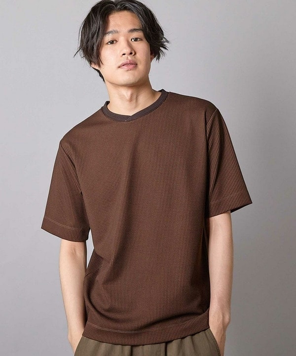 チェックジャガード×袖ポンチ 異素材Tシャツ チェックジャガード×袖ポンチ 異素材Tシャツ | ユニオン