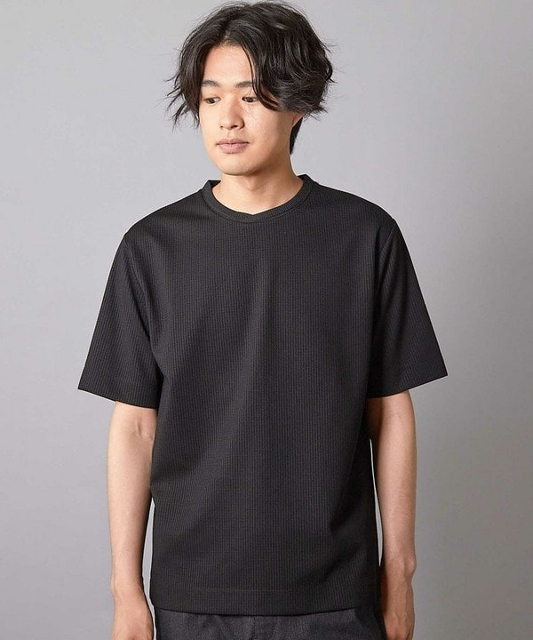 チェックジャガード×袖ポンチ 異素材Tシャツ チェックジャガード×袖ポンチ 異素材Tシャツ | ユニオン