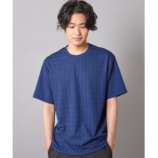 チェックジャガード×袖ポンチ 異素材Tシャツ